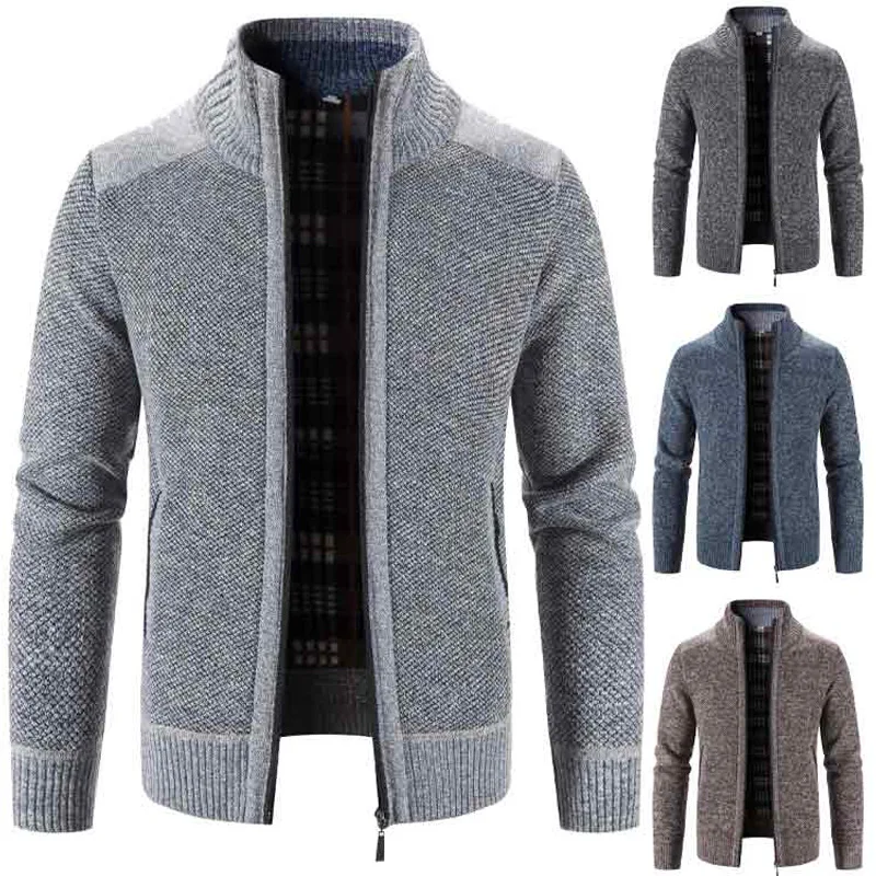 Men's Cardigan Sweater New Plus Velvet Thicken Stand Collar Knitwear Jacket Zipper Stand Collar Casual Male Clothing Sweater 
Men's Cardigan Sweater New Plus Velvet Thicken Stand Collar Knitwear Jacket Zipper Stand Collar Casual Male Clothing Sweater