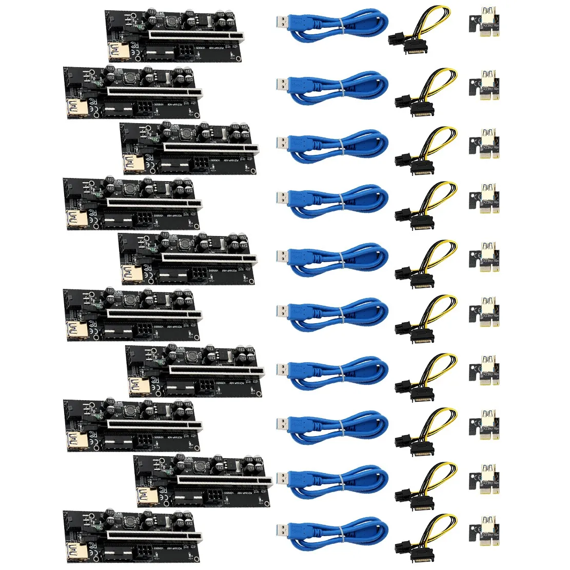 10 Pcs VER009S PLUS Enhanced Version PCI-E 1X to 16X USB3.0 Graphics Riser Card with 8 Solid Capacitors for BTC Mining
10 Pcs VER009S PLUS Enhanced Version PCI-E 1X to 16X USB3.0 Graphics Riser Card with 8 Solid Capacitors for BTC Mining