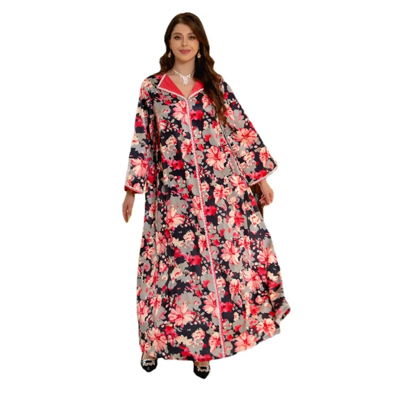 Fashion Dubai Arab Muslim Dress for Women Chic Twists Rhinestone Lapel Long Sleeve Moroccan Jalabiya Islamic Clothing
Fashion Dubai Arab Muslim Dress for Women Chic Twists Rhinestone Lapel Long Sleeve Moroccan Jalabiya Islamic Clothing
