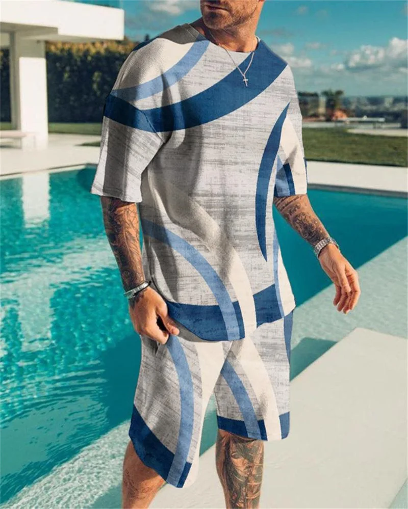 2022 Summer Men's Trend Suit Geometric Pattern Stitching 3D Printing Men's T-shirt Shorts Sportswear Suit Ropa Hombre Large Size
2022 Summer Men's Trend Suit Geometric Pattern Stitching 3D Printing Men's T-shirt Shorts Sportswear Suit Ropa Hombre Large Size