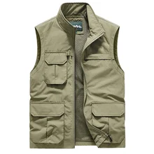 Male Work Vest Summer Tool Tactical Military Motorcyclist Multi-pocket Men Hunting Coat Sleeveless Jackets Jacket Large Size MAN