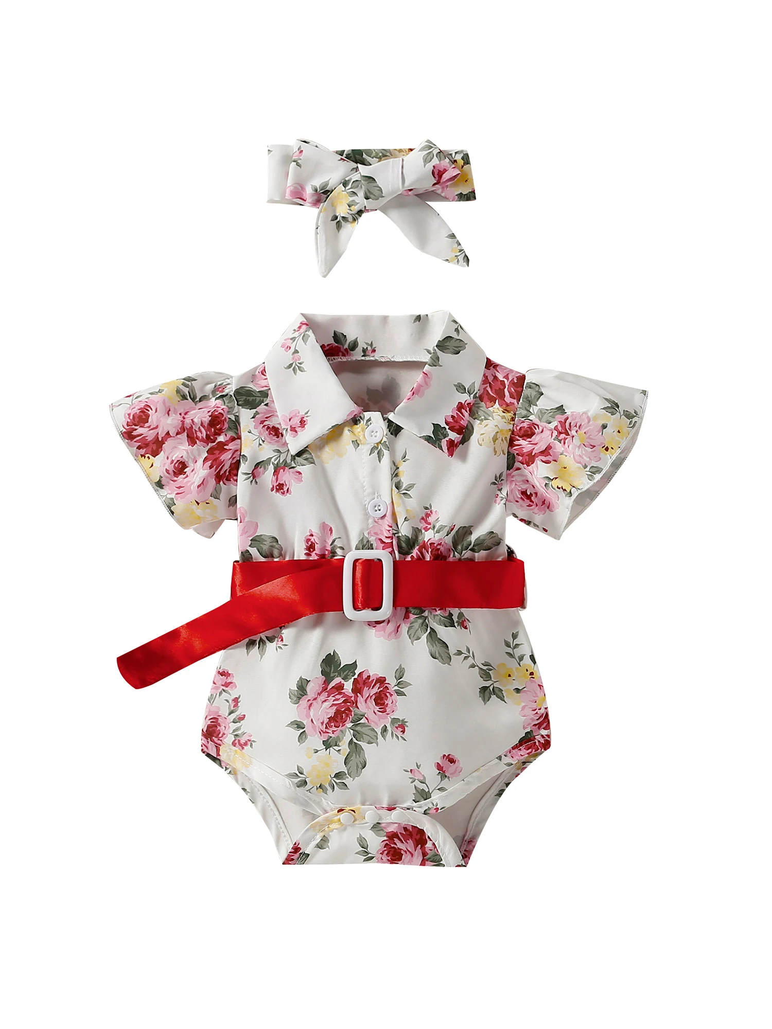 Blotona Toddler Baby Girl Summer Jumpsuit Floral Short Sleeve Lapel Bodysuit Romper Belt Headband 2Pcs Clothes Outfits
Blotona Toddler Baby Girl Summer Jumpsuit Floral Short Sleeve Lapel Bodysuit Romper Belt Headband 2Pcs Clothes Outfits