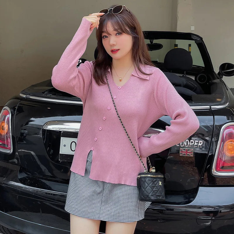 New Autumn and Winter Women Knitwear Diagonal Button Long Sleeve Loose Solid Fashion Casual Split Knitwear Woman Pullover Top
New Autumn and Winter Women Knitwear Diagonal Button Long Sleeve Loose Solid Fashion Casual Split Knitwear Woman Pullover Top