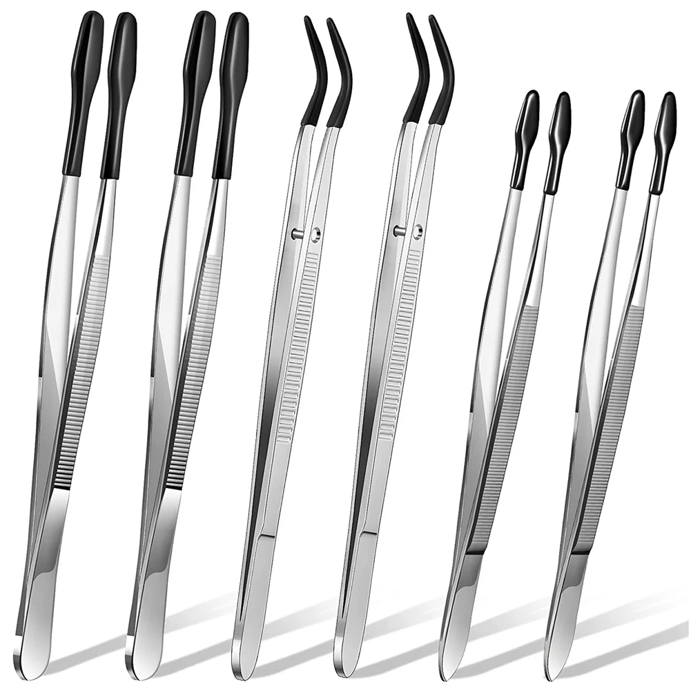 6 Pieces Rubber Tipped Tweezers PVC Stainless Steel Tips Tweezers for Jewelry Hobby Industrial Hobby Craft
6 Pieces Rubber Tipped Tweezers PVC Stainless Steel Tips Tweezers for Jewelry Hobby Industrial Hobby Craft