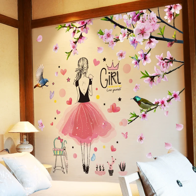 Cartoon Girl Wall Stickers DIY Peach Flowers Branch Wall Decals for Kids Rooms Living Room Children Nursery Home Decoration
Cartoon Girl Wall Stickers DIY Peach Flowers Branch Wall Decals for Kids Rooms Living Room Children Nursery Home Decoration