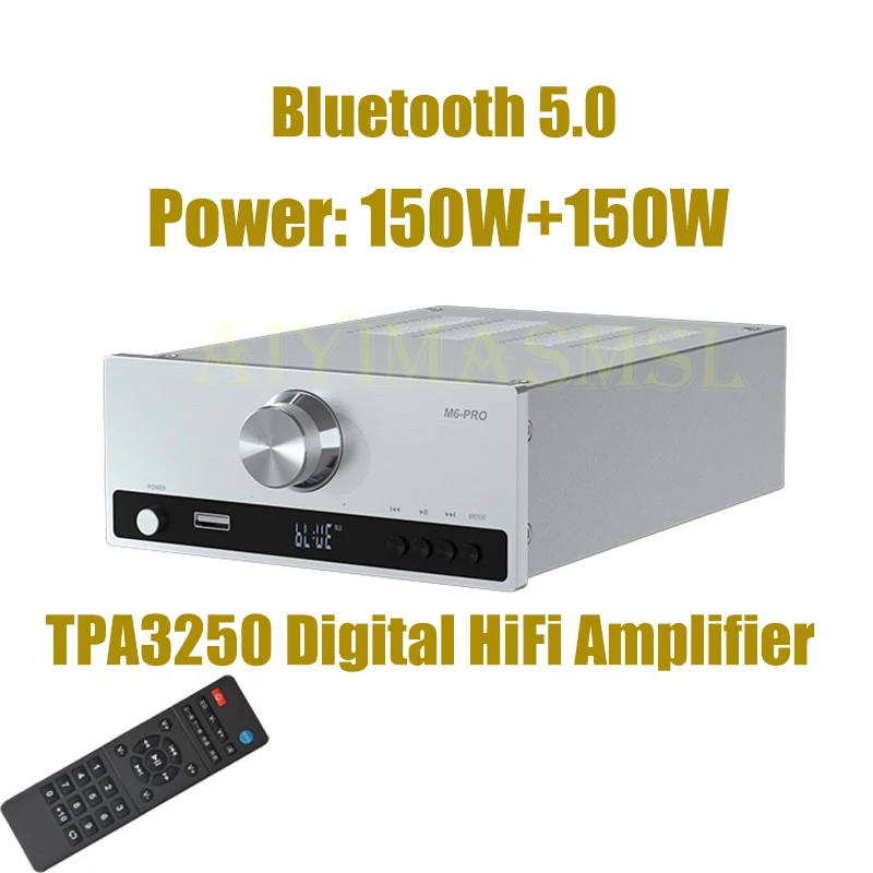 AIYIMA SMSL M6 TPA3250 2.0 Stereo 260W HiFi Amplifier Fiber Coaxial USB Bluetooth 5.0 Remote control Class D Digital Player
AIYIMA SMSL M6 TPA3250 2.0 Stereo 260W HiFi Amplifier Fiber Coaxial USB Bluetooth 5.0 Remote control Class D Digital Player