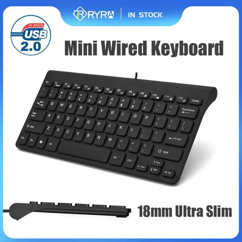 

Проводная клавиатура RYRA с USB 2,0, ультратонкая легкая эргономичная мини-клавиатура для настольного ПК, ноутбука, 78 клавиш, новая для семейных и офисных игр