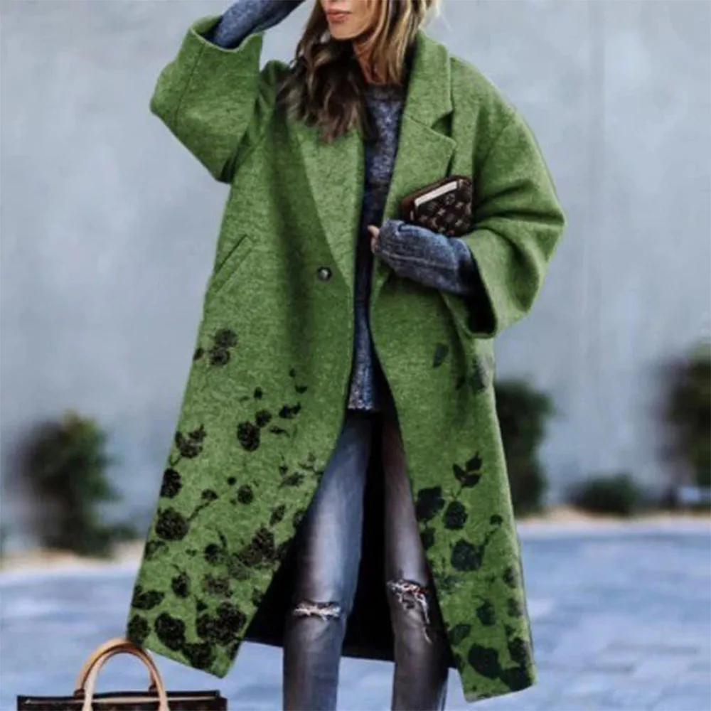 Woman's parkas European and American style Long Sleeve Lapel Coat Printed Long Coat
Woman's parkas European and American style Long Sleeve Lapel Coat Printed Long Coat