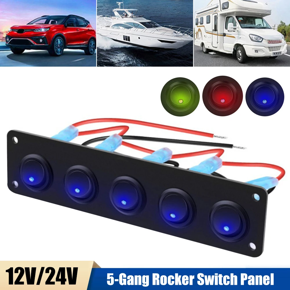 5 Gang Rocker Switch Panel 12-24V On-OFF Toggle Switch Panel Waterproof with Indicator Lights for Cars SUV Off-road Marine Boat
5 Gang Rocker Switch Panel 12-24V On-OFF Toggle Switch Panel Waterproof with Indicator Lights for Cars SUV Off-road Marine Boat
