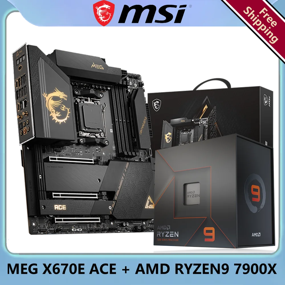 

AMD RYZEN9 7900X CPU + MSI MEG X670E ACE DDR5 Socket AM5 X670 WiFi E-ATX Computer Hardware & Software Gaming PC Motherboard