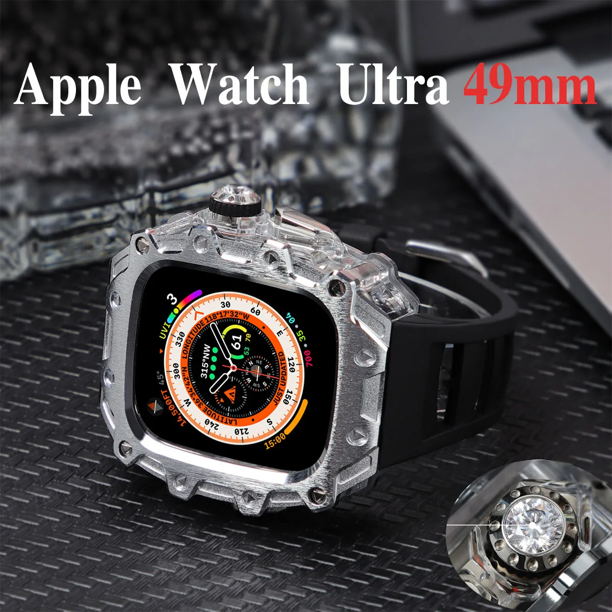 Crystal Button Alloy Case for Apple Watch Ultra2 Band Luxury Mod Kit Stainless Steel Case Rubber Strap iWatch Series Ultra 49mm
Crystal Button Alloy Case for Apple Watch Ultra2 Band Luxury Mod Kit Stainless Steel Case Rubber Strap iWatch Series Ultra 49mm