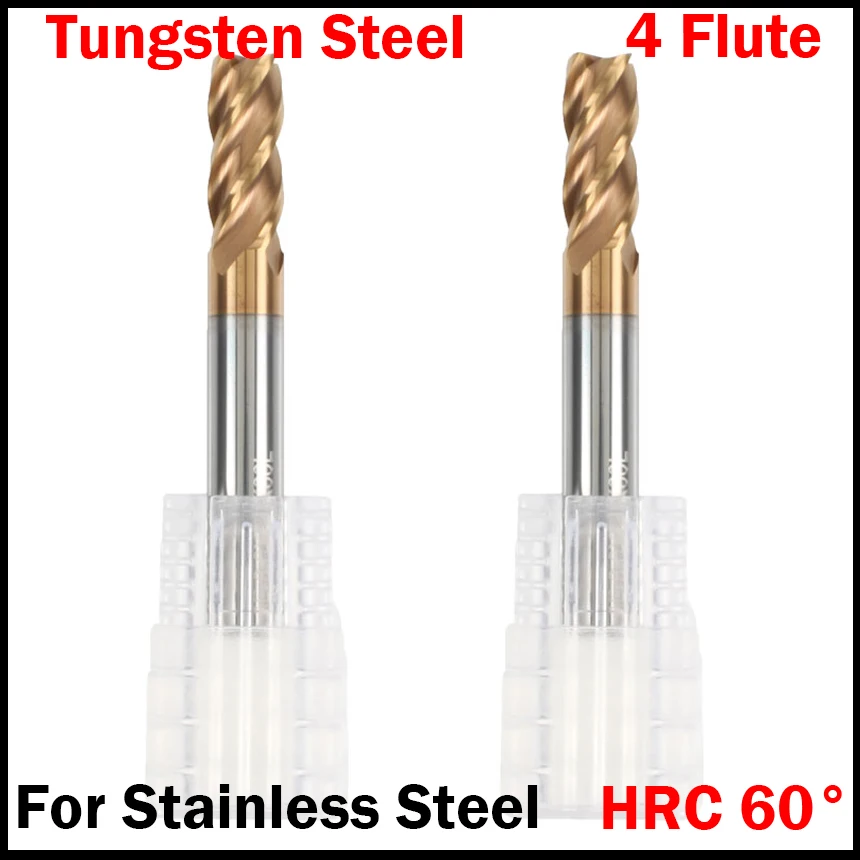 4mm 5mm 6mm 8mm OD Tungsten Solid Carbide HRC60 4 Flute CNC Tool Face Flat End Mill Milling Cutter For Stainless Steel 
4mm 5mm 6mm 8mm OD Tungsten Solid Carbide HRC60 4 Flute CNC Tool Face Flat End Mill Milling Cutter For Stainless Steel