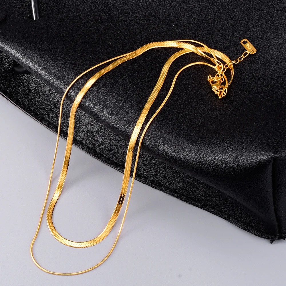 Necklace for Women Double Layer Snake Bone Chain for Wedding Gift Gold Filled Chain Fine Jewelry Collares
Necklace for Women Double Layer Snake Bone Chain for Wedding Gift Gold Filled Chain Fine Jewelry Collares