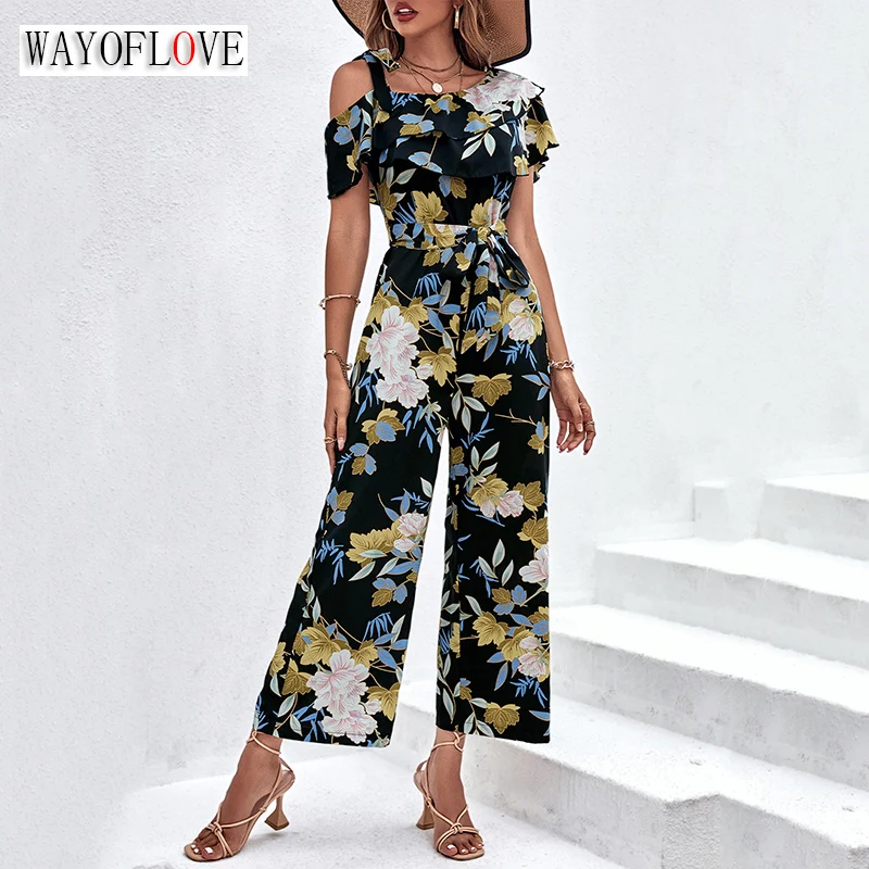 WAYOFLOVE Summer Sexy Diagonal Collar Jumpsuit Women Ruffles Wide Leg Pants Beach Print Woman Jumpsuits Elegant Female Jumpsuits
WAYOFLOVE Summer Sexy Diagonal Collar Jumpsuit Women Ruffles Wide Leg Pants Beach Print Woman Jumpsuits Elegant Female Jumpsuits