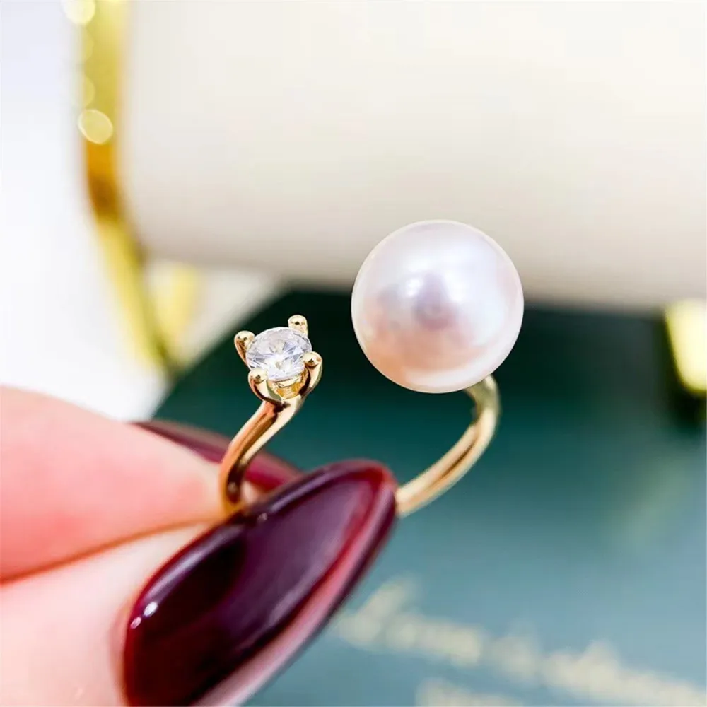 DIY Pearl Accessories S925 Sterling silver jewelry single diamond gold silver ring empty holder with 8-11mm round beads No Pearl
DIY Pearl Accessories S925 Sterling silver jewelry single diamond gold silver ring empty holder with 8-11mm round beads No Pearl