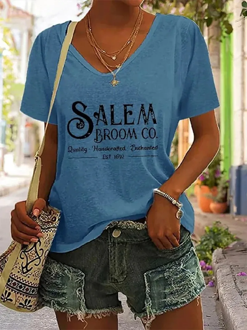 Summer novelty 2022, women's T-shirt, graphic letters, casual, everyday, short sleeve, street print, V neck, basic, green, white, black 
Summer novelty 2022, women's T-shirt, graphic letters, casual, everyday, short sleeve, street print, V neck, basic, green, white, black