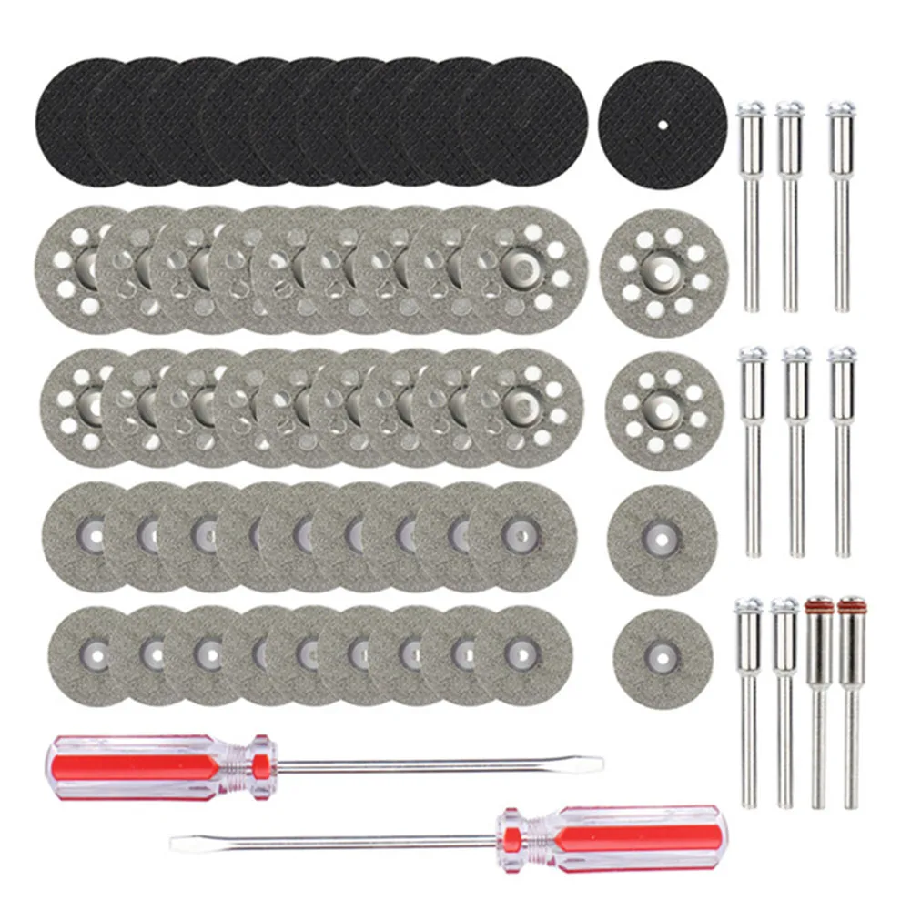 62pcs Diamond Resin Cutting Disc Wheel 16/18/22/25mm Disc 3mm Shank For Wood Plastic Gem Glass Jade Cutting Rotary Tool Grinder
62pcs Diamond Resin Cutting Disc Wheel 16/18/22/25mm Disc 3mm Shank For Wood Plastic Gem Glass Jade Cutting Rotary Tool Grinder