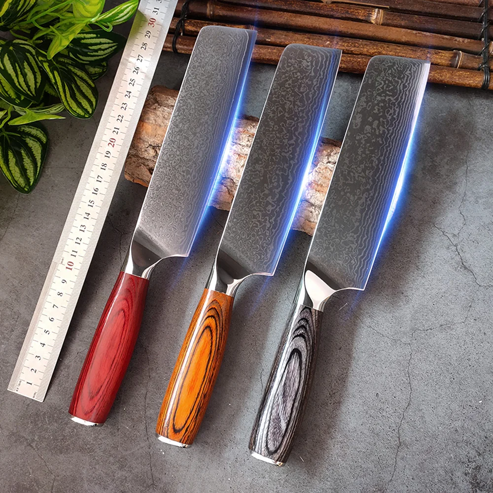 7-inch Dmascus Knife High Carbon Steel Cleaver Knife Chop Meat Vegetable Fruit Sharp Chef Knife Wooden Handle Kitchen Knives Set
7-inch Dmascus Knife High Carbon Steel Cleaver Knife Chop Meat Vegetable Fruit Sharp Chef Knife Wooden Handle Kitchen Knives Set