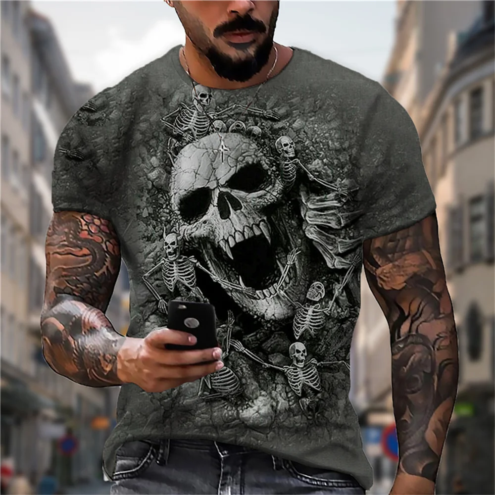 Fashion Skull 3D Printing Men's T-Shirts Gothic Vintage Harajuku Oversized Short Sleeve Street Punk Style O-neck Tees Trend Tops
Fashion Skull 3D Printing Men's T-Shirts Gothic Vintage Harajuku Oversized Short Sleeve Street Punk Style O-neck Tees Trend Tops