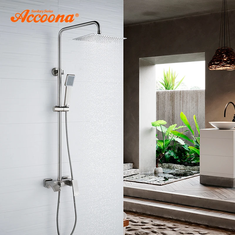 Accoona Shower Faucet Set Stainless Steel Rainfall Bath Swivel Bath Spout Bathroom Shower Column Faucets A83206
Accoona Shower Faucet Set Stainless Steel Rainfall Bath Swivel Bath Spout Bathroom Shower Column Faucets A83206