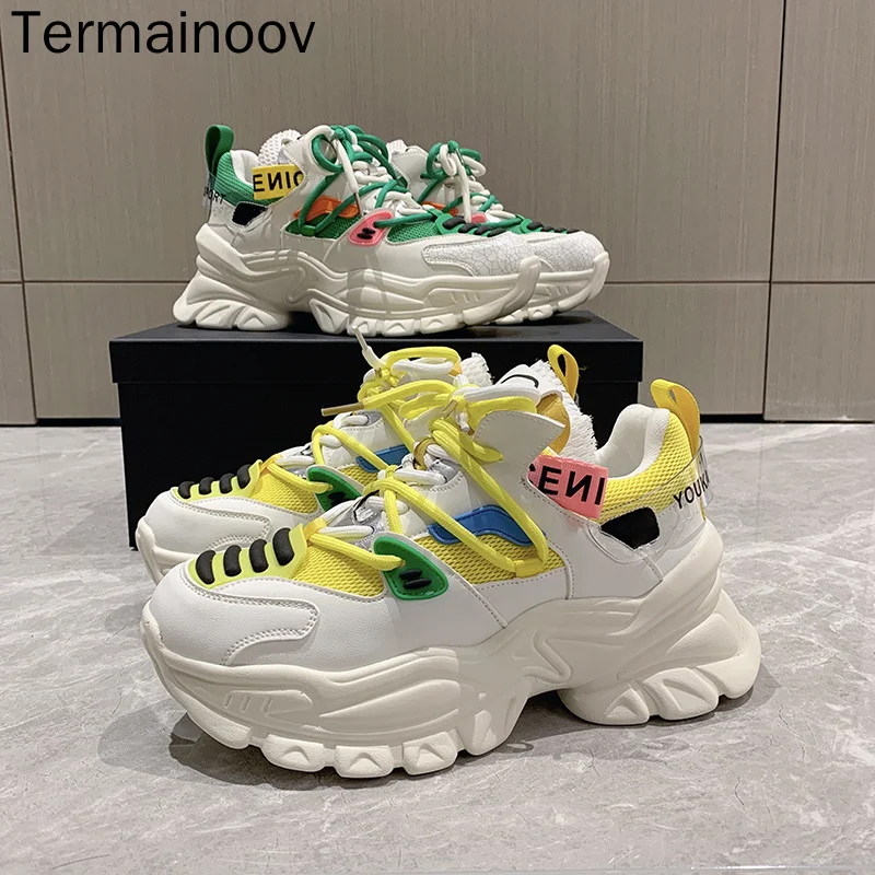 Модные сетчатые женские кроссовки Termainoov на шнуровке, брендовая Высококачественная нескользящая обувь для бега, кроссовки на платформе
Модные сетчатые женские кроссовки Termainoov на шнуровке, брендовая Высококачественная нескользящая обувь для бега, кроссовки на платформе