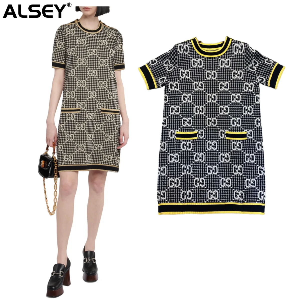 ALSEY Short-sleeved Round Neck Printing Knee Women's Dress Korean Version of The Loose Commuter 2023 Early Fall New Skirt A05430 
ALSEY Short-sleeved Round Neck Printing Knee Women's Dress Korean Version of The Loose Commuter 2023 Early Fall New Skirt A05430