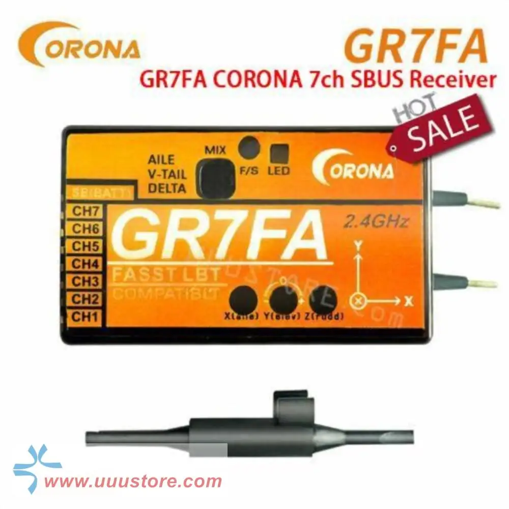 CORONA GR7FA 7ch SBUS Receiver With Gyro Compatible Futaba FASST 14SG 16SG 18MZ for racing drone
CORONA GR7FA 7ch SBUS Receiver With Gyro Compatible Futaba FASST 14SG 16SG 18MZ for racing drone