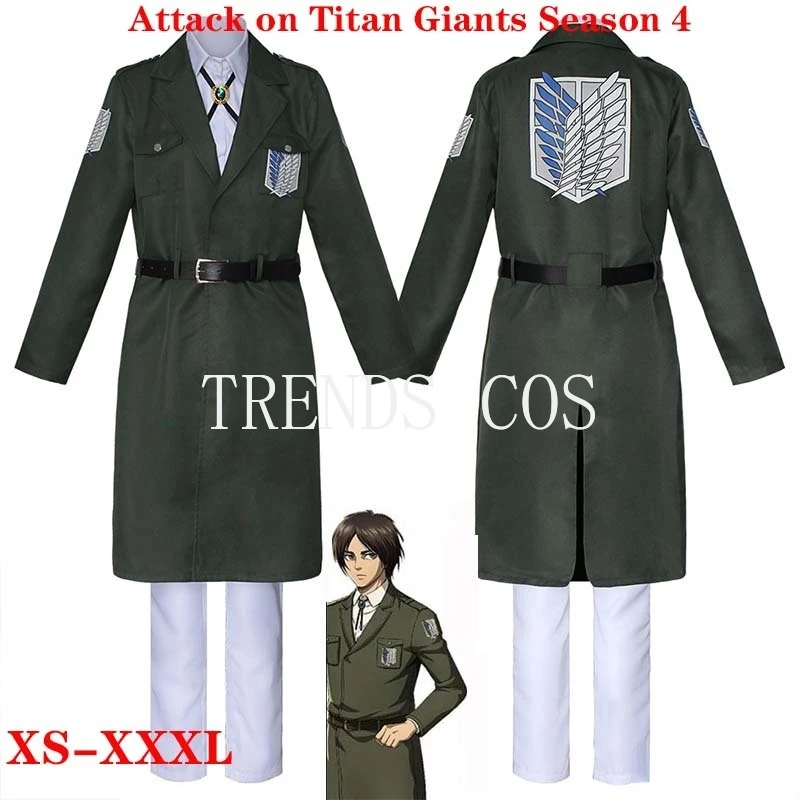 Anime ATO Season 4 Cosplay Costume Army Green Jacket Cape Cloak Survey Corps Eren Levi Outfits Trench
Anime ATO Season 4 Cosplay Costume Army Green Jacket Cape Cloak Survey Corps Eren Levi Outfits Trench