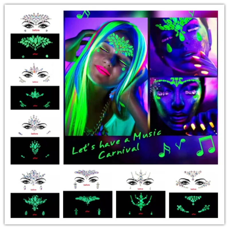 New EDM Face Sticker Diamond Halloween Ghost Face Sticker Luminous Crystal Diamond Eyebrow Sticker Diamond Luminous Face Sticke
New EDM Face Sticker Diamond Halloween Ghost Face Sticker Luminous Crystal Diamond Eyebrow Sticker Diamond Luminous Face Sticke