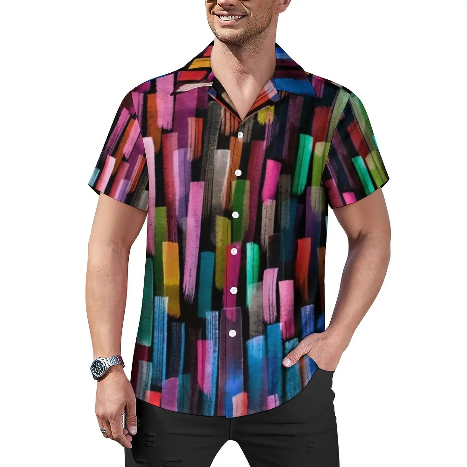 Abstract Geometry Vacation Shirt Watercolor Stripes Print Hawaii Casual Shirts Retro Blouses Short-Sleeve Design Top Plus Size
Abstract Geometry Vacation Shirt Watercolor Stripes Print Hawaii Casual Shirts Retro Blouses Short-Sleeve Design Top Plus Size