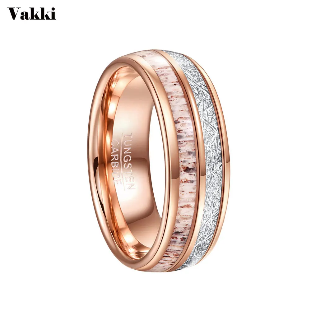 VAKKI 8mm Tungsten Ring Rose Gold Inlaid Antler + Imitation Meteorite Tungsten Carbide Ring New Wedding Jewelry Free Shipping
VAKKI 8mm Tungsten Ring Rose Gold Inlaid Antler + Imitation Meteorite Tungsten Carbide Ring New Wedding Jewelry Free Shipping