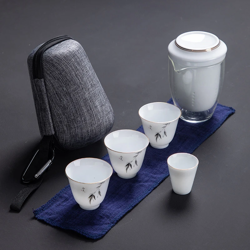 

Фарфоровый сервис, чайные чашки Gaiwan, кружка для чая, чайный горшок, китайский портативный Семейный чайный набор, керамическая дорожная чайная чашка с пакетиком