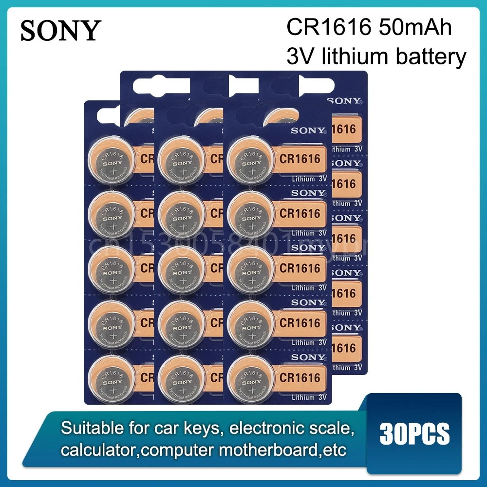 30 шт. CR1616 кнопочные батарейки SONY 100% оригинальный Cr 1616 3 В литиевая батарея DL1616 ECR1616 LM1616 для часов игрушек
30 шт. CR1616 кнопочные батарейки SONY 100% оригинальный Cr 1616 3 В литиевая батарея DL1616 ECR1616 LM1616 для часов игрушек