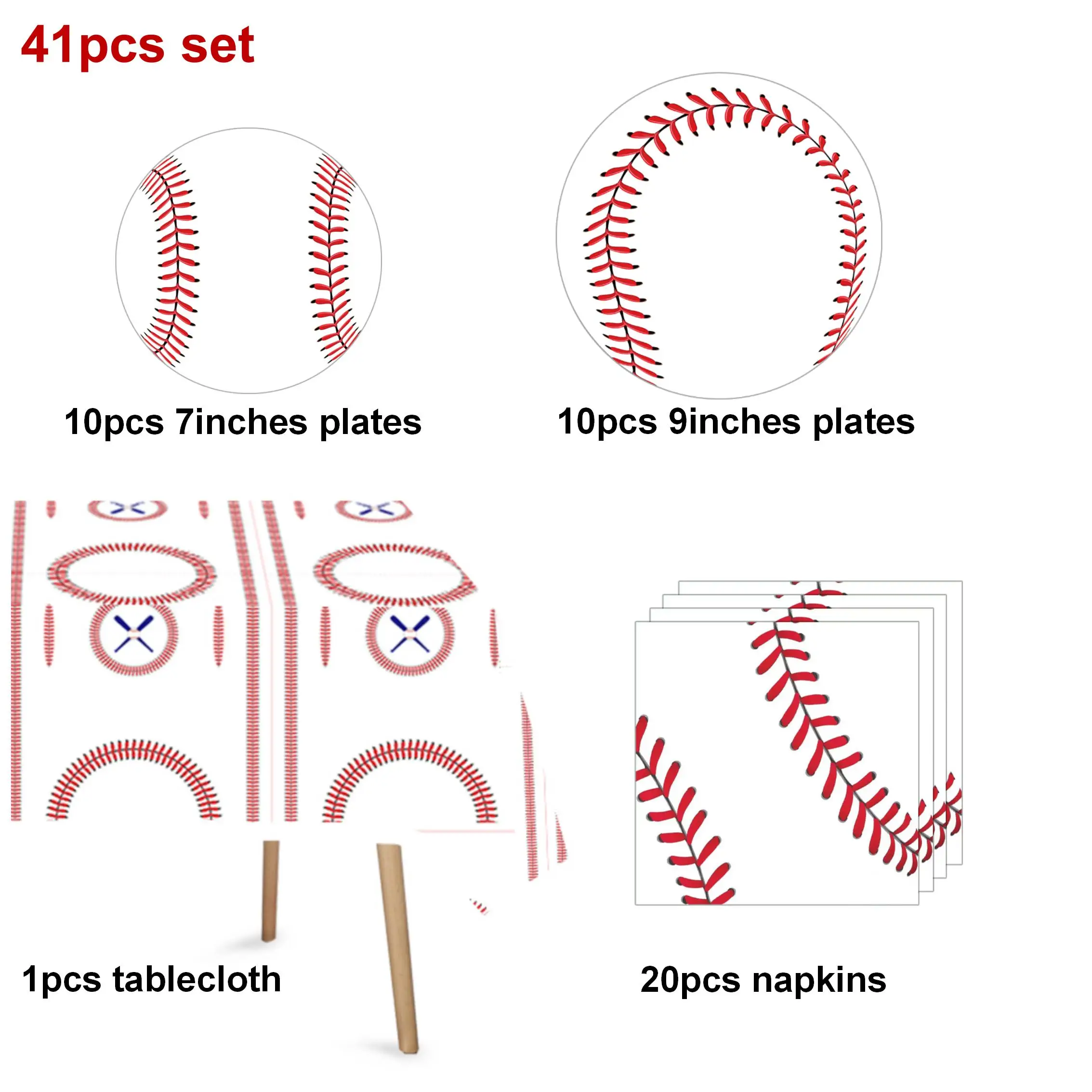 

41pcs 10People Use Baseball Theme Party Supplies Home Event Party Decorations Disposable Napkins Plates Tablecloths Cups