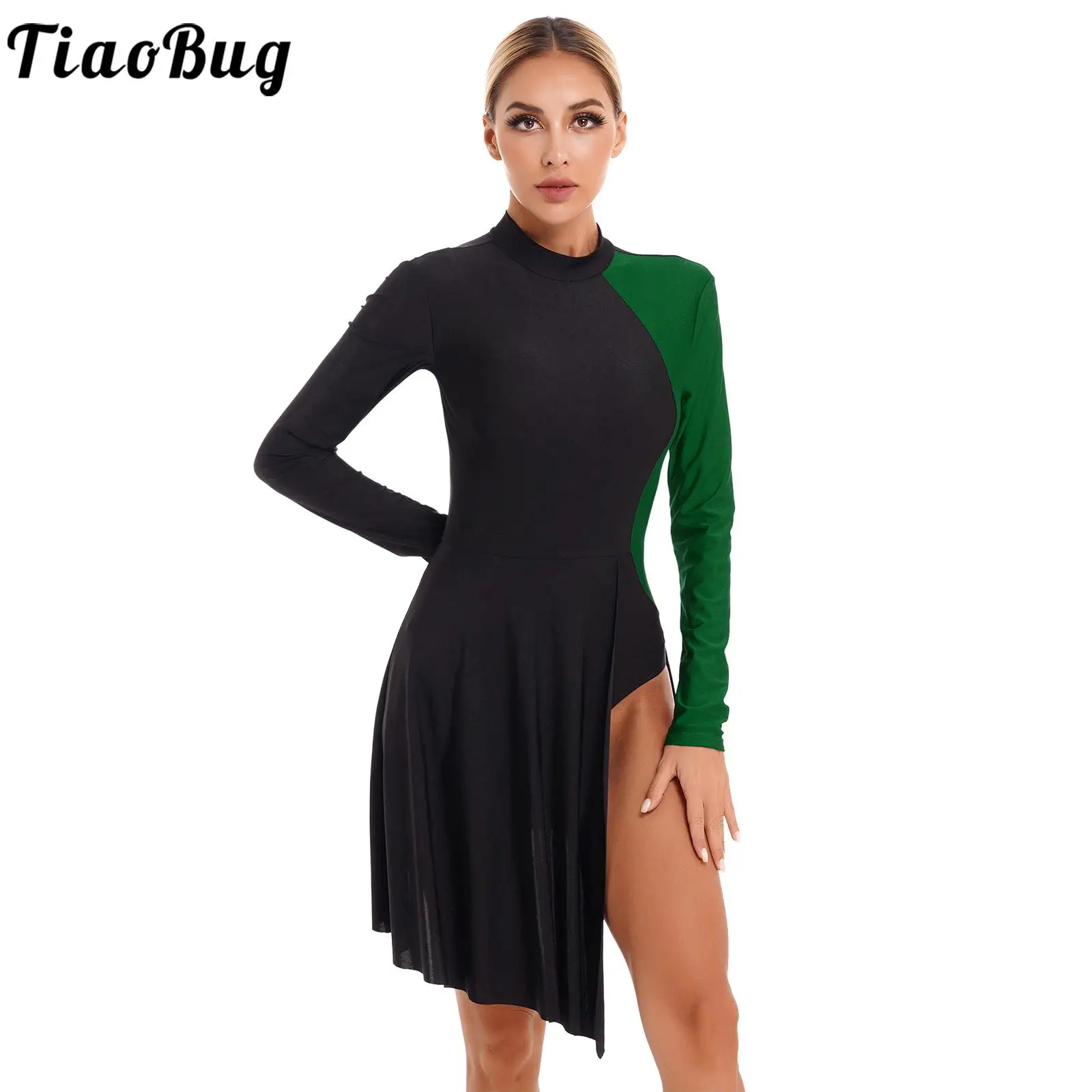 Women's Figure Skating Dresses Long Sleeve Leotard Jazz Ballroom Dress Side Split Asymmetrical Hem Leotard Dress Gym Dancewear
Women's Figure Skating Dresses Long Sleeve Leotard Jazz Ballroom Dress Side Split Asymmetrical Hem Leotard Dress Gym Dancewear
