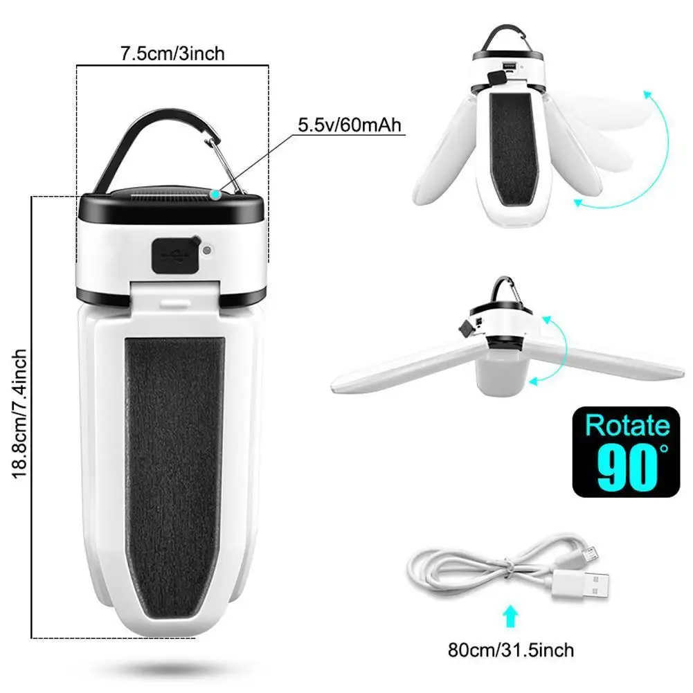 Solar USB Rechargeable Light Portable Camping Lamp IP 65 Waterproof Outdoor Three Leaf Tent Lights Folding Camping Bulb
Solar USB Rechargeable Light Portable Camping Lamp IP 65 Waterproof Outdoor Three Leaf Tent Lights Folding Camping Bulb