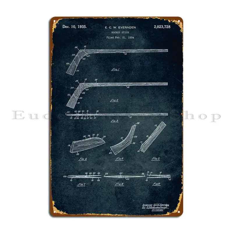 

No307-1934-клюшка для хоккея-изобретатель Evernden металлический знак для кинотеатра дизайнерское оформление индивидуальный жестяной знак плакат