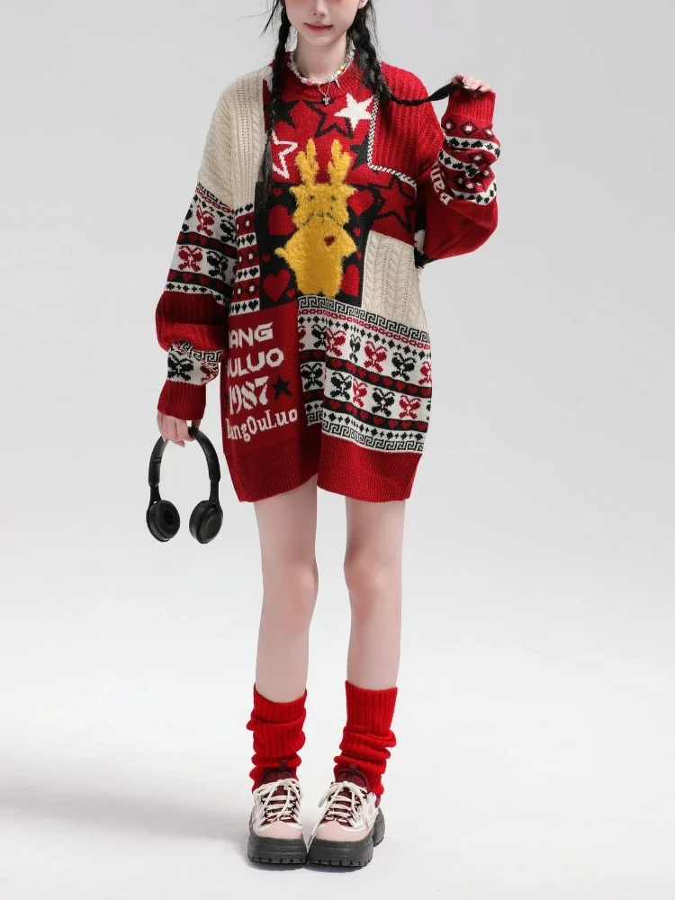 Winter Sweater Women Korean Fashion Christmas Pullover Loose Casual Long Sleeve Top Lady O-Neck Knitwear Oversized Sueter Mujer
Winter Sweater Women Korean Fashion Christmas Pullover Loose Casual Long Sleeve Top Lady O-Neck Knitwear Oversized Sueter Mujer