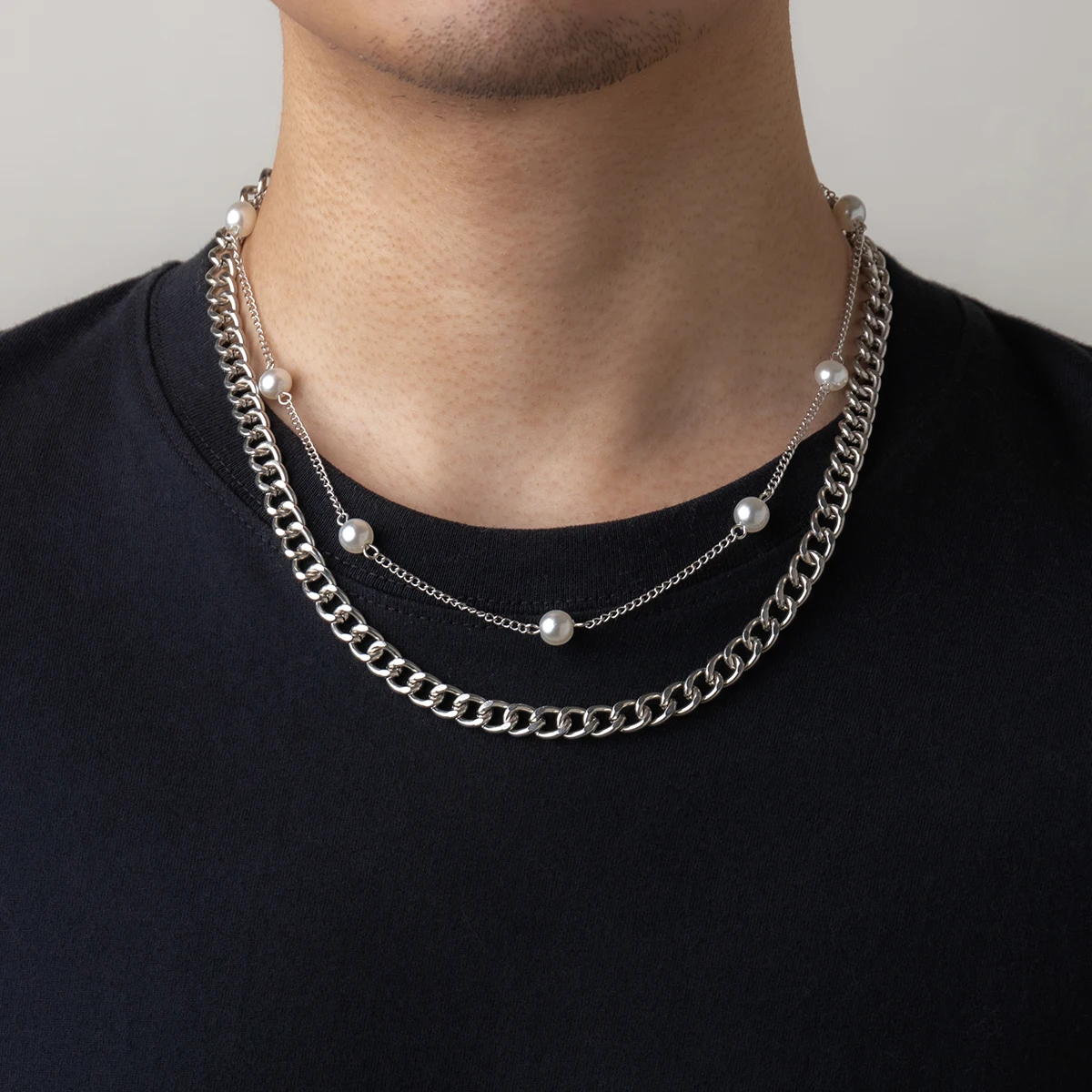 Salircon Punk Metal Link Chain Short Collar Choker Fashion Imitation Pearl Chain Double Layer Necklace Hip-hop Party Jewelry
Salircon Punk Metal Link Chain Short Collar Choker Fashion Imitation Pearl Chain Double Layer Necklace Hip-hop Party Jewelry