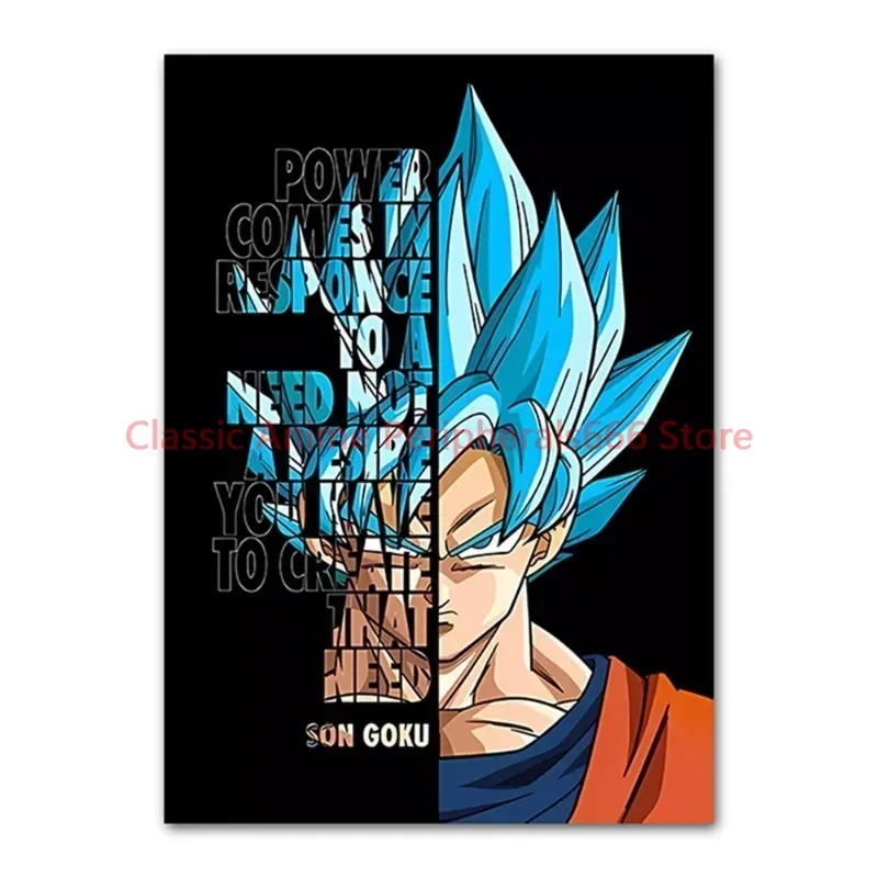 Naruto Poster One Piece Dragon Ball Children's Cartoon Inspirational Quotes Canvas Painting