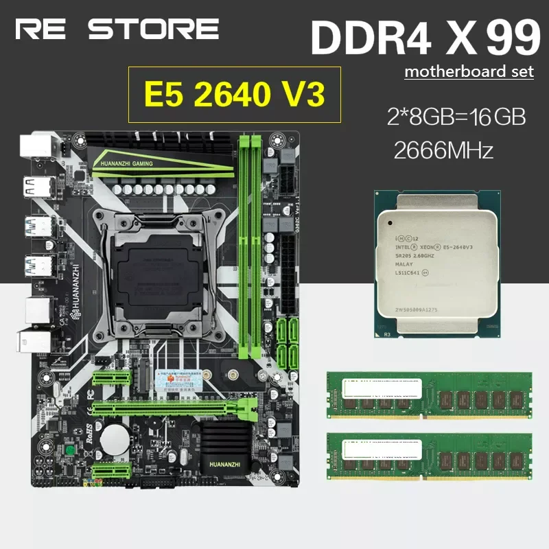 HUANANZHI X99 motherboard with XEON LGA 2011-3 E5 2640 V3 2*8G DDR4 2666 NON-ECC memory combo kit set NVME USB3.0 ATX Server
HUANANZHI X99 motherboard with XEON LGA 2011-3 E5 2640 V3 2*8G DDR4 2666 NON-ECC memory combo kit set NVME USB3.0 ATX Server