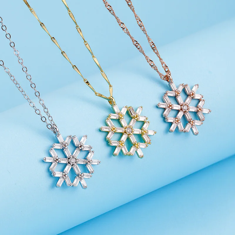 Top Quality Crystal Snowflake Pendant Necklace For Lady Christmas Gift Fashion Silver 925 Chain Necklace Women Jewelry Rose Gold
Top Quality Crystal Snowflake Pendant Necklace For Lady Christmas Gift Fashion Silver 925 Chain Necklace Women Jewelry Rose Gold