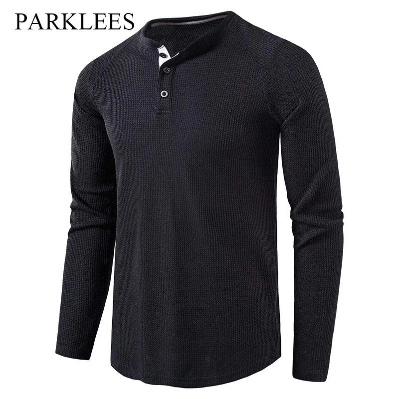 Parklees Mens Black Waffle Henley Shirt Fashion New Crew Neck Long Sleeve Breathable Shirt Harajuku Solid Cotton ropa hombre 2XL
Parklees Mens Black Waffle Henley Shirt Fashion New Crew Neck Long Sleeve Breathable Shirt Harajuku Solid Cotton ropa hombre 2XL