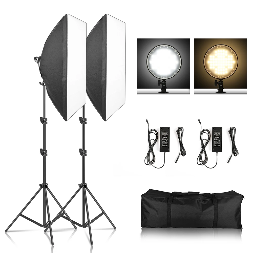 

Photography LED Lamp Softbox Lighting Kit Two Color Soft Box Continuous Stepless dimming Light System For Photo Studio Shooting