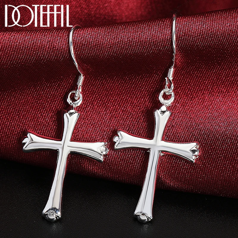 DOTEFFIL 925 Sterling Silver Cross Drop Earring For Man Woman Wedding Engagement Party Fashion Charm Jewelry
DOTEFFIL 925 Sterling Silver Cross Drop Earring For Man Woman Wedding Engagement Party Fashion Charm Jewelry
