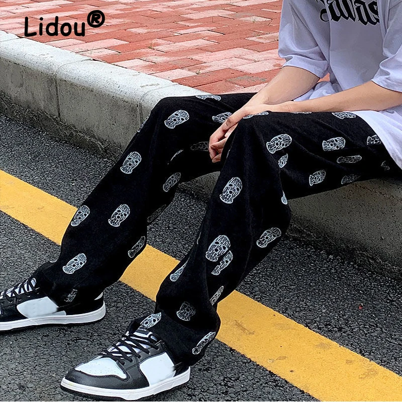 Брюки в Корейском стиле Харадзюку унисекс, повседневные свободные штаны с принтом, модная прямая уличная одежда в стиле хип-хоп, вельветовые повседневные брюки
Брюки в Корейском стиле Харадзюку унисекс, повседневные свободные штаны с принтом, модная прямая уличная одежда в стиле хип-хоп, вельветовые повседневные брюки