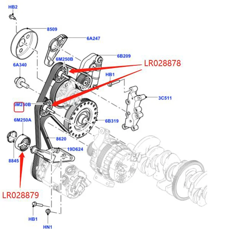 Натяжной ролик приводного ремня для Land Rover Range Rover Evoque Discovery Sport 2,0 л 16 в верхний LR028878 нижний LR028879
Натяжной ролик приводного ремня для Land Rover Range Rover Evoque Discovery Sport 2,0 л 16 в верхний LR028878 нижний LR028879