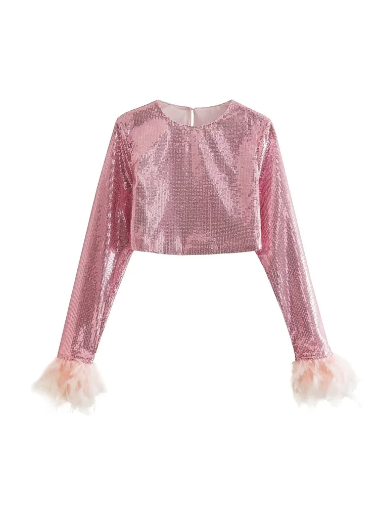 MESTTRAF French Design Sexy 2023 Cuff Feather Sequinned Blouses Vintage Round Neck Long Sleeve Female Blouses Blusas Chic Tops
MESTTRAF French Design Sexy 2023 Cuff Feather Sequinned Blouses Vintage Round Neck Long Sleeve Female Blouses Blusas Chic Tops