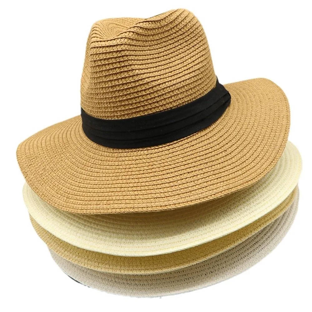 

Шляпа женская Соломенная складная, простая Солнцезащитная пляжная кепка, с козырьком от солнца, плетеная, летняя