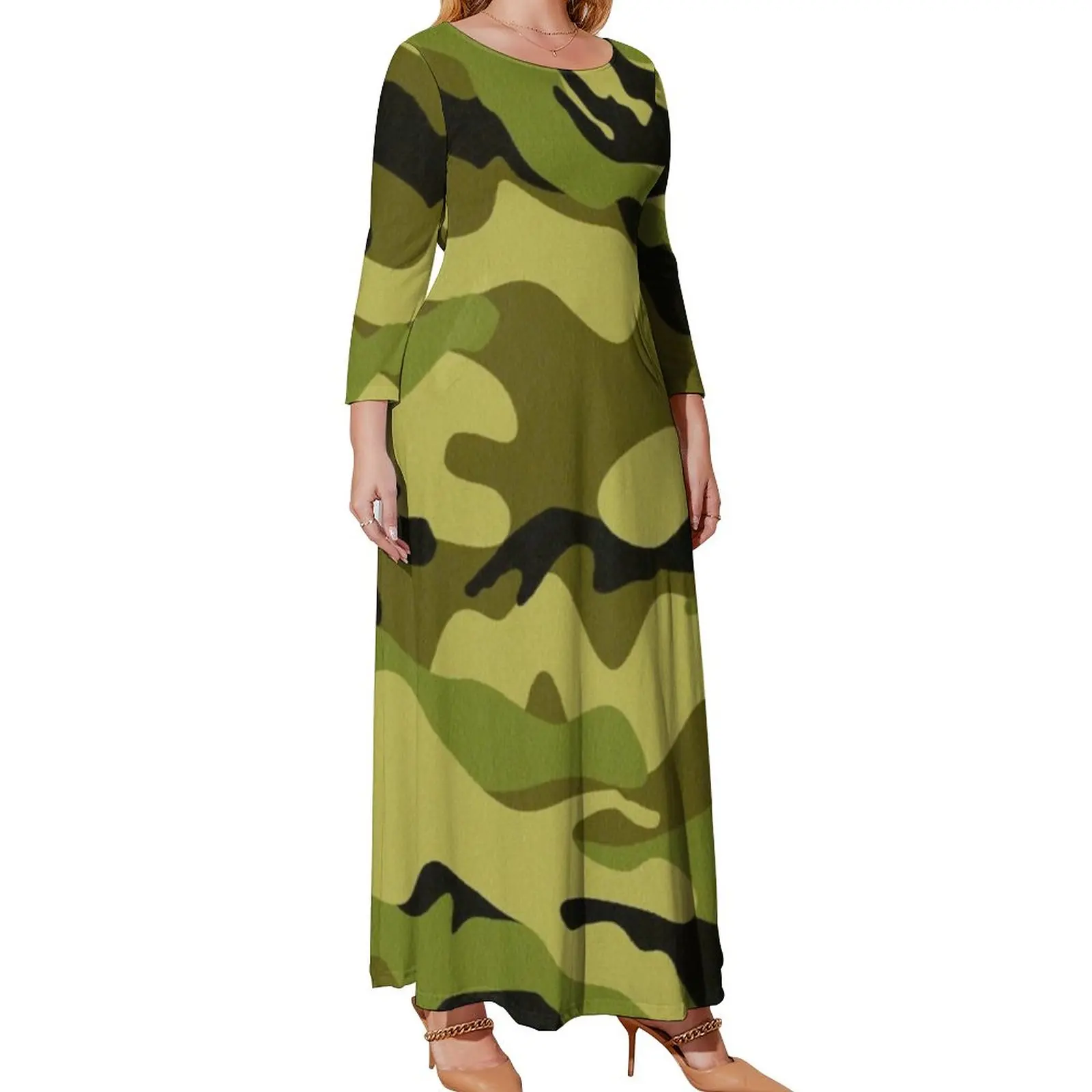 Camouflage Dress Green and Black Print Korean Fashion Boho Beach Dresses Female Long-Sleeve Sexy Maxi Dress Plus Size Vestidos
Camouflage Dress Green and Black Print Korean Fashion Boho Beach Dresses Female Long-Sleeve Sexy Maxi Dress Plus Size Vestidos